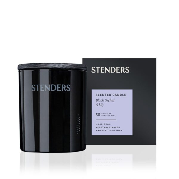 stenders black orchid and lily candle